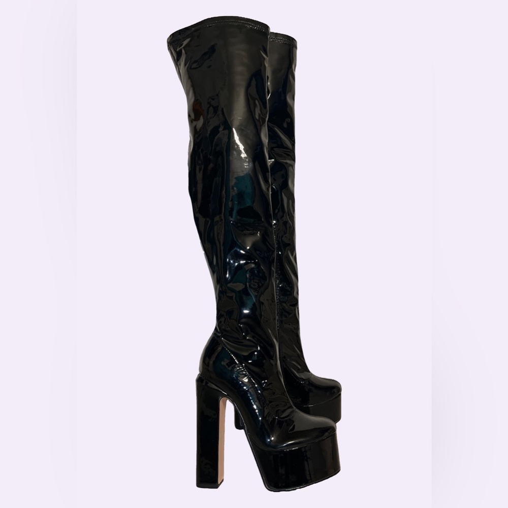 Lemon Drop Thigh High Over the Knee Heeled Pumps Boots